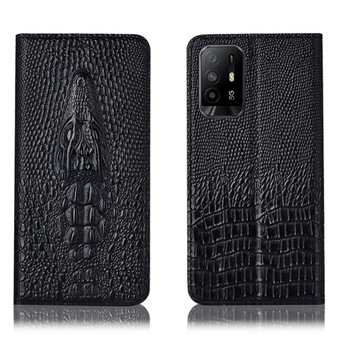 Funda de Cuero Cartera con Soporte Carcasa H03P para Oppo A95 5G Negro