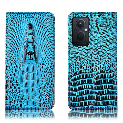 Funda de Cuero Cartera con Soporte Carcasa H03P para Oppo A96 5G Azul Cielo