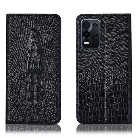 Funda de Cuero Cartera con Soporte Carcasa H03P para Oppo K9X 5G Negro