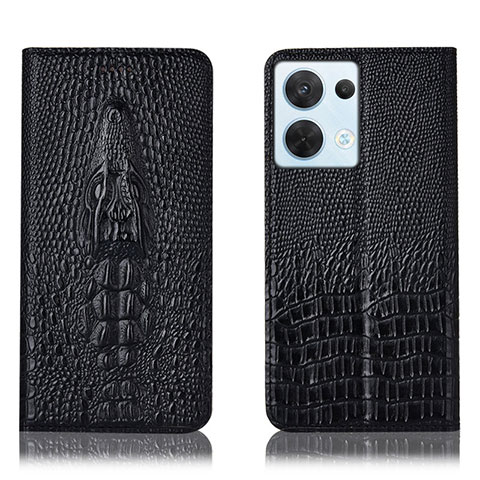 Funda de Cuero Cartera con Soporte Carcasa H03P para Oppo Reno9 5G Negro