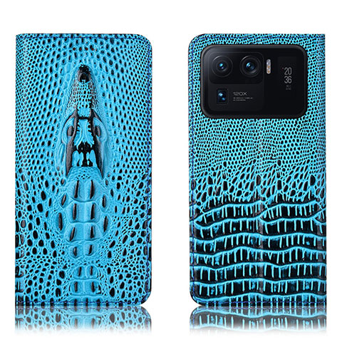 Funda de Cuero Cartera con Soporte Carcasa H03P para Xiaomi Mi 11 Ultra 5G Azul Cielo