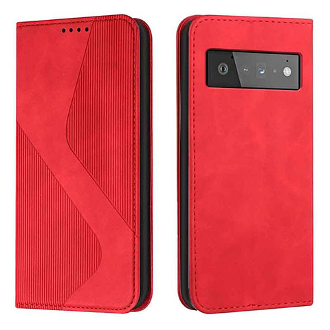 Funda de Cuero Cartera con Soporte Carcasa H03X para Google Pixel 6 5G Rojo