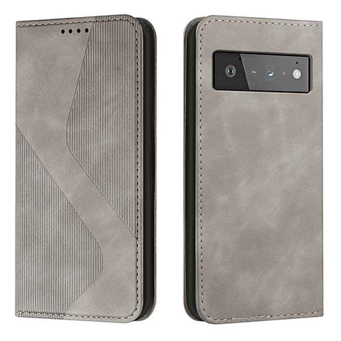 Funda de Cuero Cartera con Soporte Carcasa H03X para Google Pixel 6 Pro 5G Gris