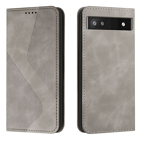 Funda de Cuero Cartera con Soporte Carcasa H03X para Google Pixel 6a 5G Gris