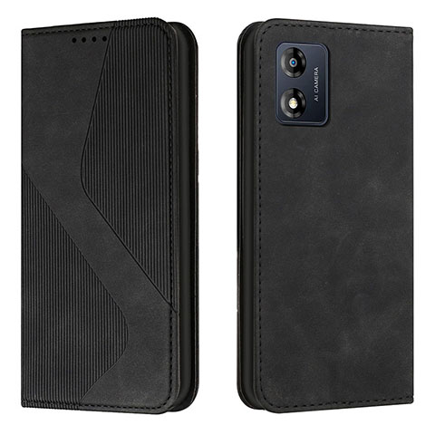 Funda de Cuero Cartera con Soporte Carcasa H03X para Motorola Moto E13 Negro