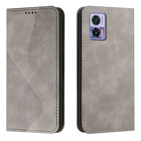 Funda de Cuero Cartera con Soporte Carcasa H03X para Motorola Moto Edge 30 Lite 5G Gris