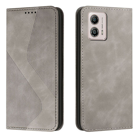 Funda de Cuero Cartera con Soporte Carcasa H03X para Motorola Moto G53j 5G Gris