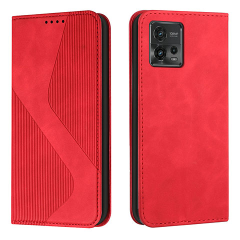 Funda de Cuero Cartera con Soporte Carcasa H03X para Motorola Moto G72 Rojo