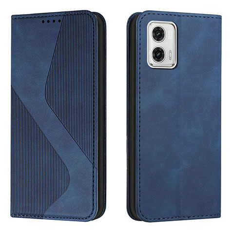 Funda de Cuero Cartera con Soporte Carcasa H03X para Motorola Moto G73 5G Azul