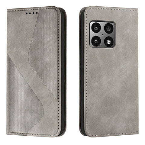 Funda de Cuero Cartera con Soporte Carcasa H03X para OnePlus 10 Pro 5G Gris