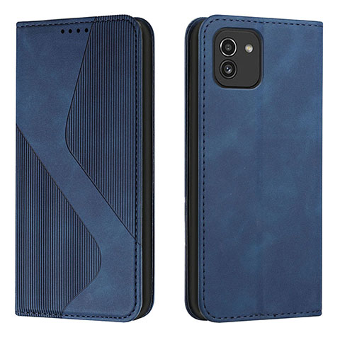 Funda de Cuero Cartera con Soporte Carcasa H03X para Samsung Galaxy A03 Azul