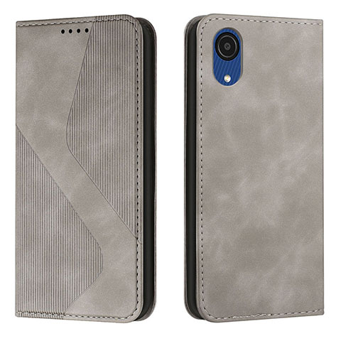 Funda de Cuero Cartera con Soporte Carcasa H03X para Samsung Galaxy A03 Core Gris