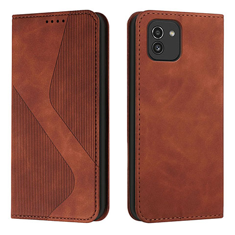 Funda de Cuero Cartera con Soporte Carcasa H03X para Samsung Galaxy A03 Marron