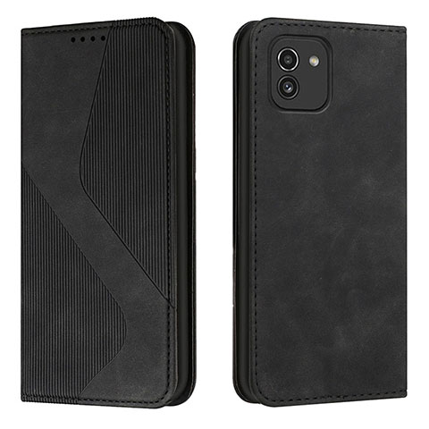 Funda de Cuero Cartera con Soporte Carcasa H03X para Samsung Galaxy A03 Negro