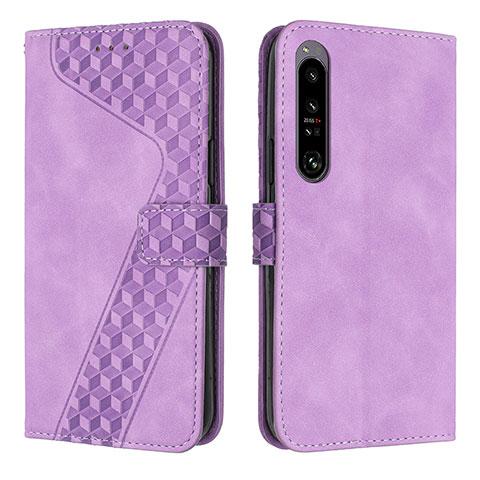 Funda de Cuero Cartera con Soporte Carcasa H03X para Sony Xperia 1 IV SO-51C Morado