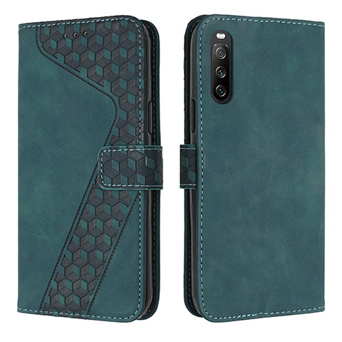 Funda de Cuero Cartera con Soporte Carcasa H03X para Sony Xperia 10 IV SO-52C Verde