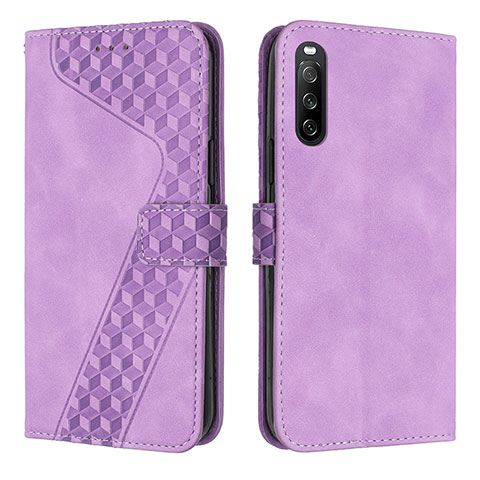 Funda de Cuero Cartera con Soporte Carcasa H03X para Sony Xperia 10 IV SOG07 Morado