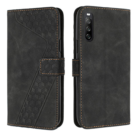 Funda de Cuero Cartera con Soporte Carcasa H03X para Sony Xperia 10 V Negro