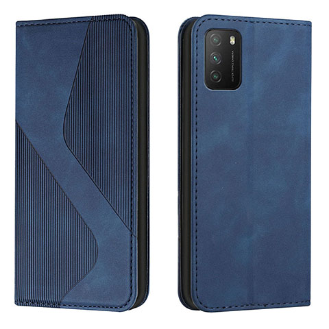 Funda de Cuero Cartera con Soporte Carcasa H03X para Xiaomi Poco M3 Azul