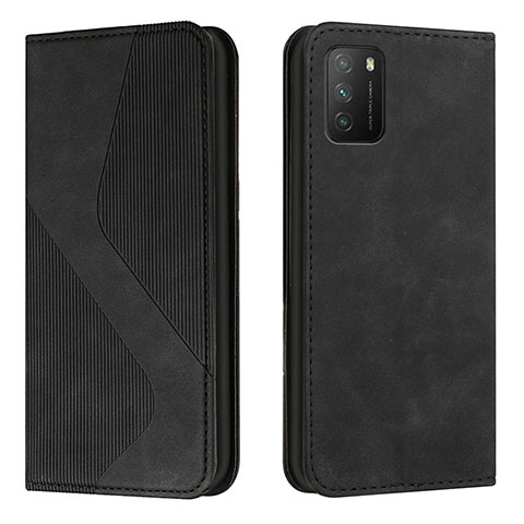 Funda de Cuero Cartera con Soporte Carcasa H03X para Xiaomi Poco M3 Negro