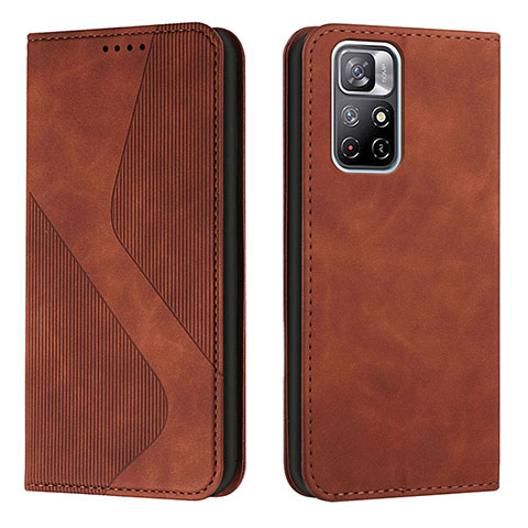 Funda de Cuero Cartera con Soporte Carcasa H03X para Xiaomi Poco M4 Pro 5G Marron