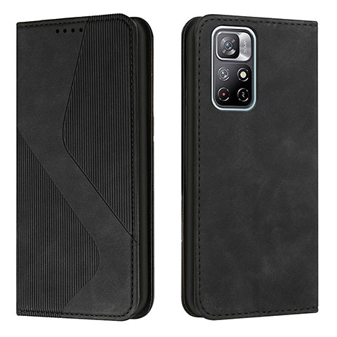 Funda de Cuero Cartera con Soporte Carcasa H03X para Xiaomi Poco M4 Pro 5G Negro