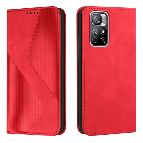 Funda de Cuero Cartera con Soporte Carcasa H03X para Xiaomi Poco M4 Pro 5G Rojo