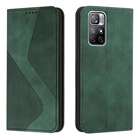 Funda de Cuero Cartera con Soporte Carcasa H03X para Xiaomi Poco M4 Pro 5G Verde