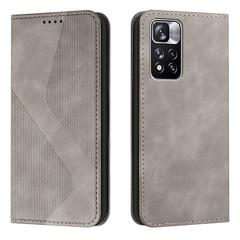 Funda de Cuero Cartera con Soporte Carcasa H03X para Xiaomi Poco X4 NFC Gris