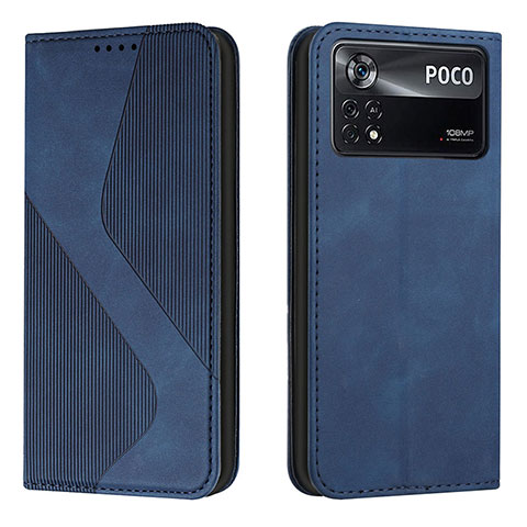 Funda de Cuero Cartera con Soporte Carcasa H03X para Xiaomi Poco X4 Pro 5G Azul