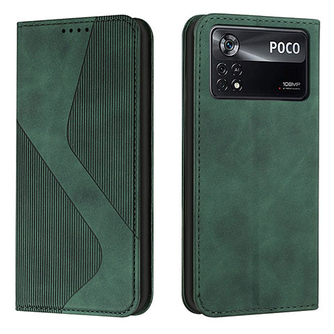 Funda de Cuero Cartera con Soporte Carcasa H03X para Xiaomi Poco X4 Pro 5G Verde