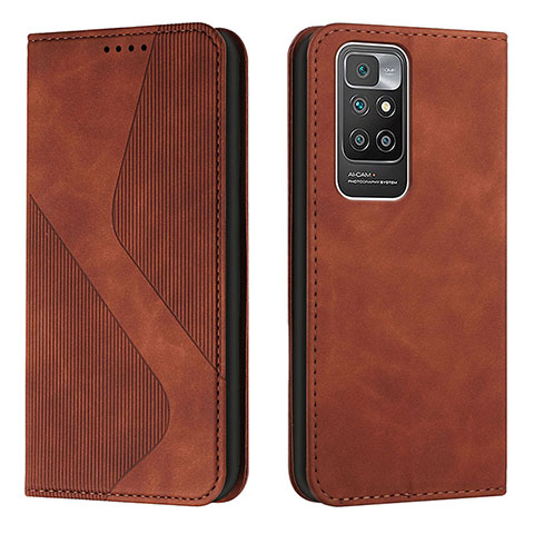 Funda de Cuero Cartera con Soporte Carcasa H03X para Xiaomi Redmi 10 (2022) Marron