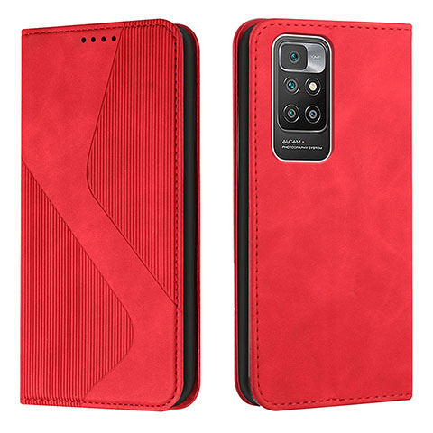 Funda de Cuero Cartera con Soporte Carcasa H03X para Xiaomi Redmi 10 (2022) Rojo