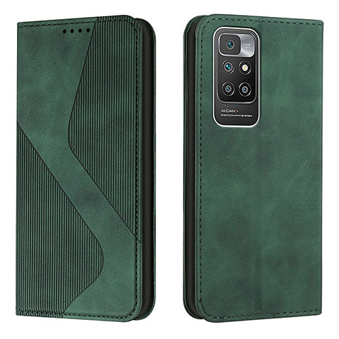 Funda de Cuero Cartera con Soporte Carcasa H03X para Xiaomi Redmi 10 (2022) Verde