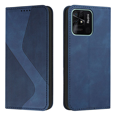 Funda de Cuero Cartera con Soporte Carcasa H03X para Xiaomi Redmi 10 India Azul