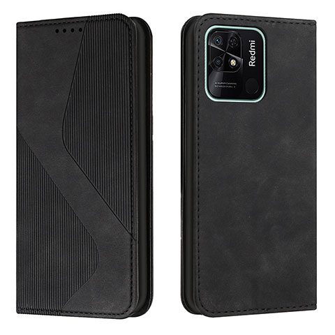 Funda de Cuero Cartera con Soporte Carcasa H03X para Xiaomi Redmi 10 India Negro