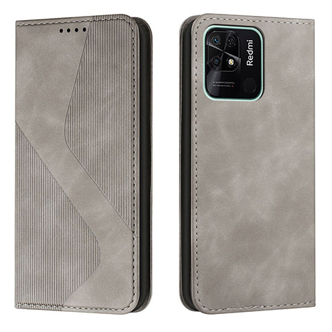 Funda de Cuero Cartera con Soporte Carcasa H03X para Xiaomi Redmi 10 Power Gris