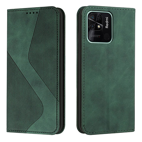 Funda de Cuero Cartera con Soporte Carcasa H03X para Xiaomi Redmi 10C 4G Verde