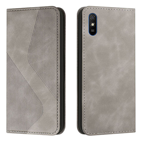 Funda de Cuero Cartera con Soporte Carcasa H03X para Xiaomi Redmi 9A Gris