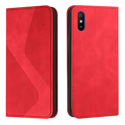 Funda de Cuero Cartera con Soporte Carcasa H03X para Xiaomi Redmi 9AT Rojo