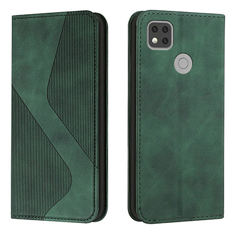 Funda de Cuero Cartera con Soporte Carcasa H03X para Xiaomi Redmi 9C Verde