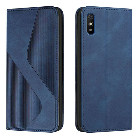 Funda de Cuero Cartera con Soporte Carcasa H03X para Xiaomi Redmi 9i Azul