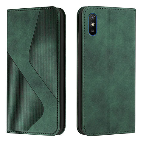 Funda de Cuero Cartera con Soporte Carcasa H03X para Xiaomi Redmi 9i Verde