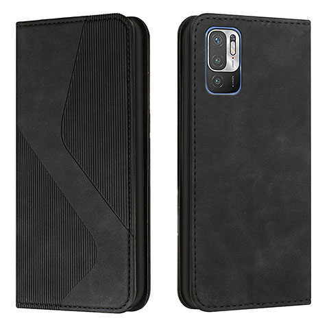 Funda de Cuero Cartera con Soporte Carcasa H03X para Xiaomi Redmi Note 10 5G Negro