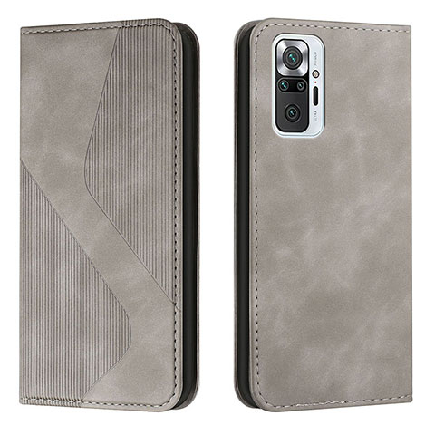 Funda de Cuero Cartera con Soporte Carcasa H03X para Xiaomi Redmi Note 10 Pro 4G Gris