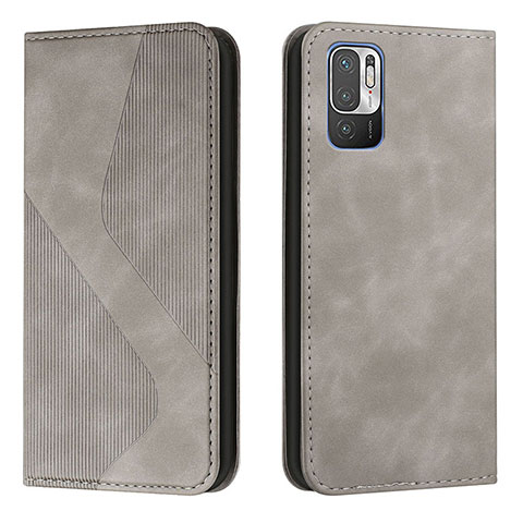 Funda de Cuero Cartera con Soporte Carcasa H03X para Xiaomi Redmi Note 10T 5G Gris