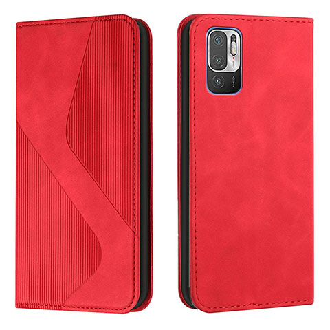 Funda de Cuero Cartera con Soporte Carcasa H03X para Xiaomi Redmi Note 10T 5G Rojo