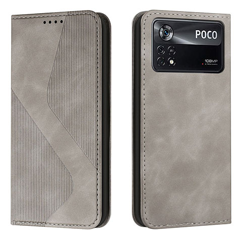 Funda de Cuero Cartera con Soporte Carcasa H03X para Xiaomi Redmi Note 11E Pro 5G Gris