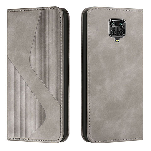 Funda de Cuero Cartera con Soporte Carcasa H03X para Xiaomi Redmi Note 9S Gris