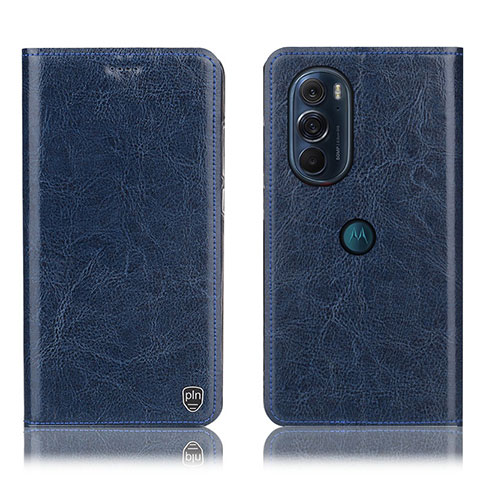 Funda de Cuero Cartera con Soporte Carcasa H04P para Motorola Moto Edge 30 Pro 5G Azul